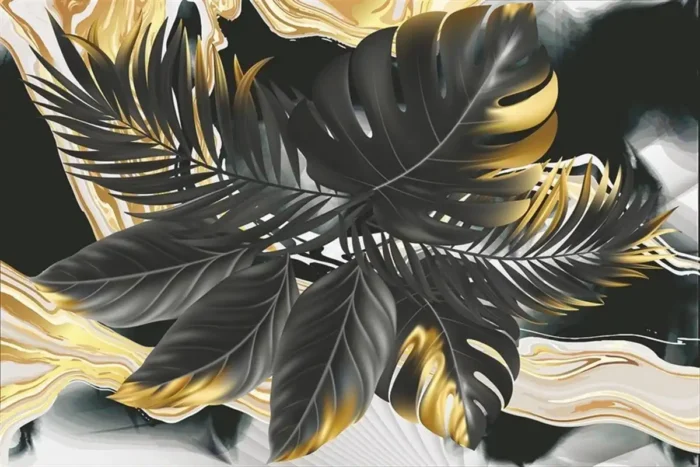 Golden Frond Washable Rug - Image 1